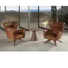 Angel Cerda Table d'appoint effet bois noyer et verre marbreet