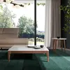 Angel Cerda Table basse effet bois noyer et verre marbreet