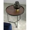 Angel Cerda Table d'appoint ronde effet bois noyer et acier noir