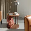 Angel Cerda Table d'appoint ronde effet bois noyer