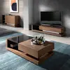 Angel Cerda Table basse en bois et vitrail noir 2061C, 130 x 70 x 36 cm. -