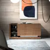 PARIS PRIX Buffet en noyer et vitrail noir 3140C, 170 x 40 x 83 cm. -