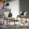 Chaise en simili cuir et bois noyer 4065C, 55 x 60 x 76 cm. -