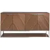 Angel Cerda Buffet 2 portes 4 tiroirs bois noyer et pieds acier chromé Nolys