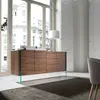 AC ANGEL CERDµ Buffet en bois de noyer et verre trempé 3057C, 170 x 43 x 77 cm. -