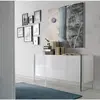 Angel Cerda Buffet 4 portes bois laqué et pieds verre trempé Lina