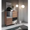 Angel Cerdá Bahut 4 portes bois noyer et verre miroir anthracite Kazy