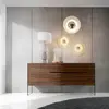 Angel Cerda Buffet en bois de noyer et verre trempé 3062C, 180 x 45 x 85 cm. -