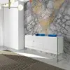AC ANGEL CERDÁ Buffet en bois blanc et verre trempé 3063C, 180 x 45 x 85 cm. -