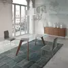Angel Cerda Table à manger en verre trempé et bois 1031.01, 160 x 95 x 76 cm. -