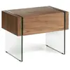 Angel Cerda Table de chevet effet bois noyer et verre