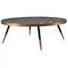 Table d'angle ronde en porcelaine noire 2068C, Ø90 x 30 cm. -
