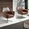 Angel Cerda Fauteuil pivotant en cuir et acier poli 5093C, 82 x 74 x 85 cm. -