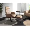 Angel Cerda Pouf pivotant en cuir et bois de noyer 5088C, 52 x 42 x 39 cm. -