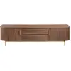 Meubles TV en noyer et acier inox doré 3227C, 220 x 45 x 55 cm. -
