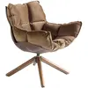 Angel Cerda Fauteuil pivotant en velours marron et Noyer