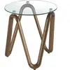 Angel Cerdá Table d'angle ronde en verre trempé et noyer