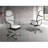 Siège de bureau pivotant tissu gris clair et pvc blanc brillant