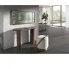 Console ovale en noyer demi-point