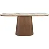 Table console ovale demi-ronde en porcelaine et noyer