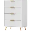 HOMCOM Commode de Chambre Moderne avec 4 Tiroirs Façades Ondulées Anti...