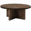 Decowood Table basse ronde en bois de sapin marron Ø60x33,2cm
