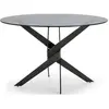 Drawer Table à manger 6 personnes en verre trempé et métal - Noir