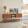 TEULAT Meuble TV 2 portes en bois et métal L175cm - Marron argile