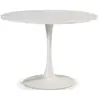 CALICOSY Table ronde avec plateau en verre L110 cm - 110 cm X 110 cm X 75 cm - ADA - Marbre blanc