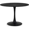 CALICOSY Table ronde avec plateau en verre imitation marbre l110 cm - ada
