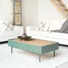Table basse rectangulaire en bois avec tiroirs vert