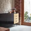 TEULAT Buffet bas moderne 2 portes 4 tiroirs en bois et métal noir