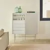 TEULAT Buffet haut avec porte coulissante en bois H140 cm - Beige