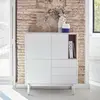 TEULAT Buffet haut 3 portes 3 tiroirs avec niche en bois beige