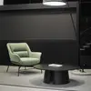 TEULAT Table basse ronde 110cm en bois et pied central rond noir