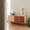 TEULAT Buffet bas contemporain en bois 3 tiroirs 2 portes orange