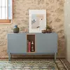 TEULAT Buffet bas 1 porte 3 tiroirs avec niche en bois gris