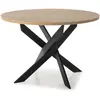CALICOSY Table ronde avec pieds en métal L120 cm - Effet Bois et noir