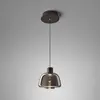 Suspension LED Bover Drep S/01, gris fumé, verre, 2 700 K