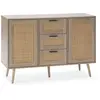 VS VENTA-STOCK Buffet Dalia 3 tiroirs et 2 portes couleur chêne, 120 cm longueur