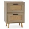 VS VENTA-STOCK Table de chevet Dalia 2 tiroirs couleur chêne, 40 x 34 x 57 cm