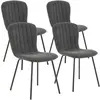 VS VENTA-STOCK Pack 4 chaises Lucky recouvertes de tissu gris foncé