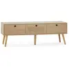 Vs Venta-Stock Meuble TV Bella 3 Portes Couleur Chêne avec Rotin Naturel