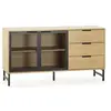 Vs Venta-Stock Buffet Isis 2 portes en métal noir et 3 tiroirs, 130 cm