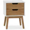 VS VENTA-STOCK Table de chevet Baku 2 tiroirs blanc-bois, bois de pin massif