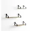 VS VENTA-STOCK Set de 3 étagères murales Bemol en métal noir et bois de paulownia