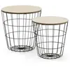 VS Venta-Stock Set de 2 Tables basses, plateau en placage de bois naturel