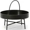 VS VENTA-STOCK Table basse ronde avec plateau en mdf noir et structure métallique