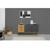 VS VENTA-STOCK Buffet Commode Java 3 tiroir y 2 Porte Anthracite, glissières métalliques, 140 cm TU