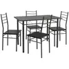 VS VENTA-STOCK Ensemble de Table et 4 chaises Lima pour Salle à Manger Noir/Gris
